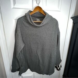 Cuddl Duds Women’s Large Gray Stretch Fleece Turtleneck Sweater Top Base Layer L